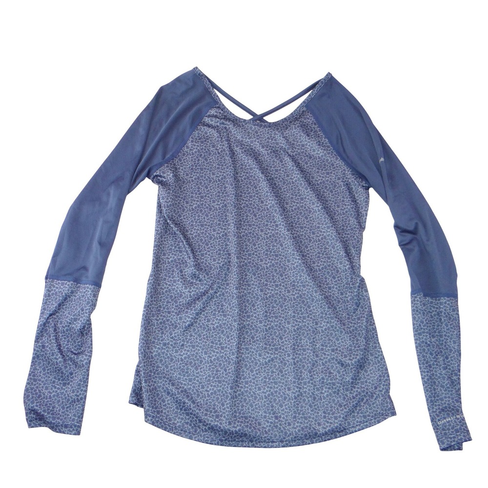 Columbia Womens Navy Blue Pebble Print Strappy Back Long Sleeve Active Top S